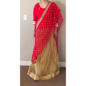 Red indian Punjabi lehnga dress - can do alterations free of cost